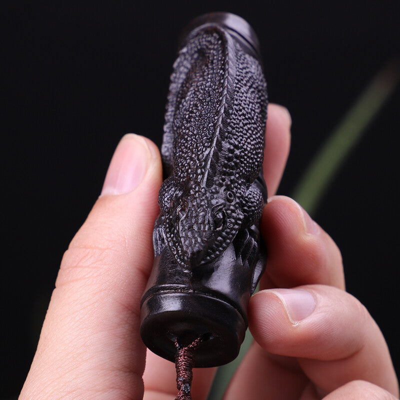 Ebony Wood Hand Carved Statue Sculpture Figure Animal Art Pendant Decor