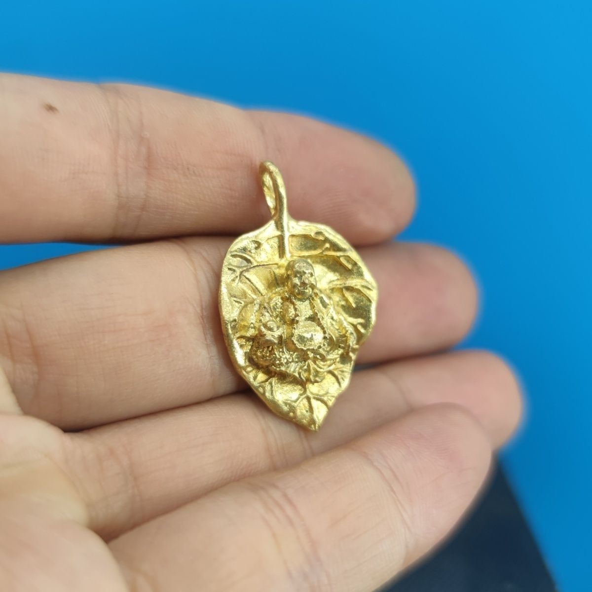 Yellow Brass Maitreya Buddha Pendant Men Woman Blessing Lucky Gift Keychain