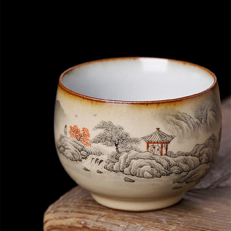 Jingdezhen Full Handmade Tea Cup Ruyao Crackle Glaze Master Cup Luohan Cup New
