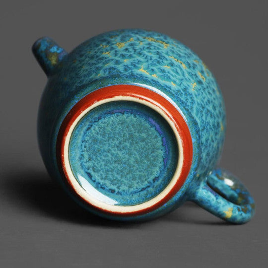Blue Ceramic Teapot Pottery Unique Glazed Tea Pot 210ml