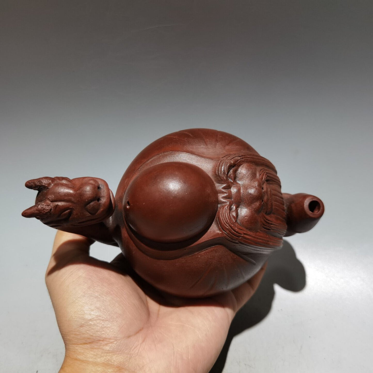 Chinese Yixing Zisha Clay Handmade Exquisite Teapot(寿星壶 底款:时大彬)