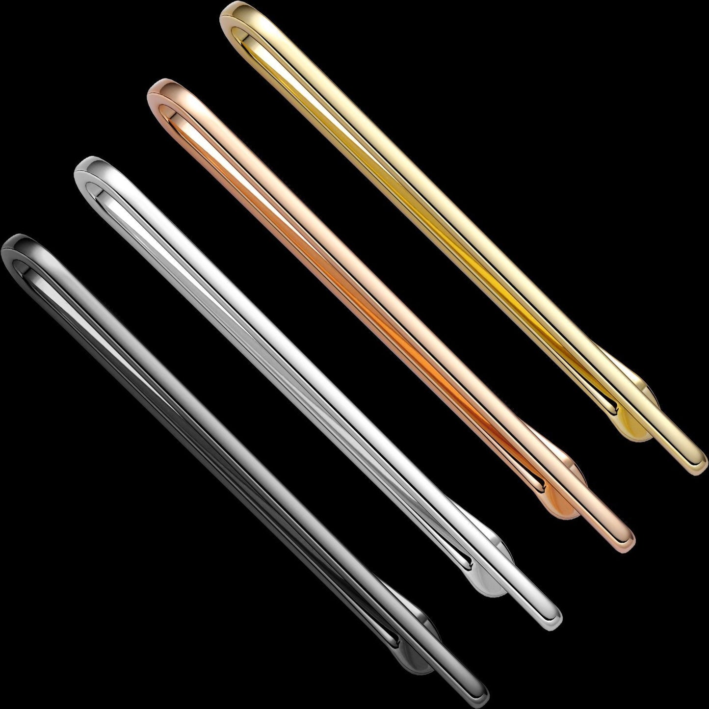 Men Tie Clip 4Pcs Set Stainless Steel Skinny Bar Gift Box Packed Wedding Jewelry