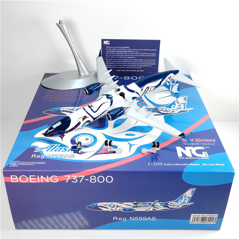 1:200 NG Model Alaska BOEING B737-800 Passenger Airplane Diecast Aircraft Model