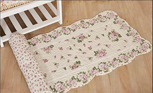 Rustic Rose Flowers Area Carpet Home Decor Cotton Pink Pattern Bedroom Floor Rug