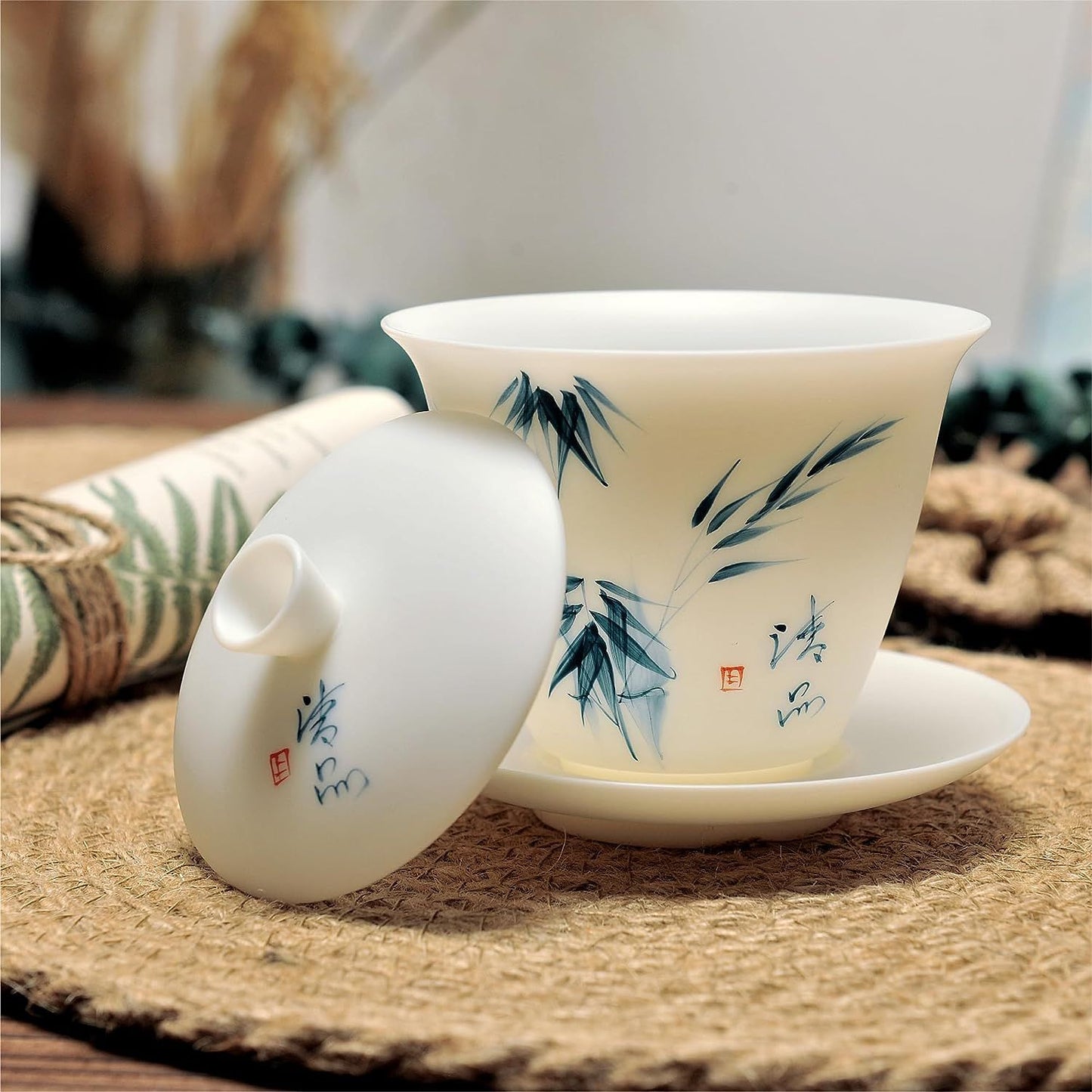Gaiwan Ice Jade White Porcelain Gaiwan Puer Tea Cup Set For China Gongfu Zhuyun