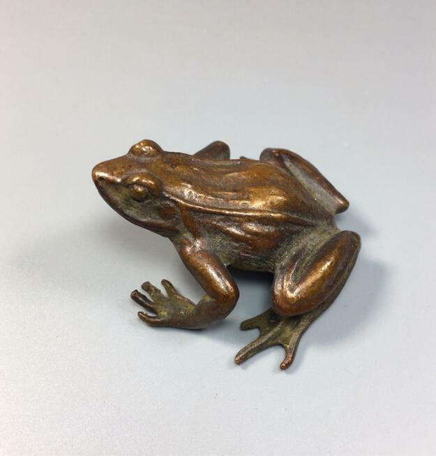 Rare Collectable Pure Copper Solid Frog Statue Chinese Tea Pet table decoration