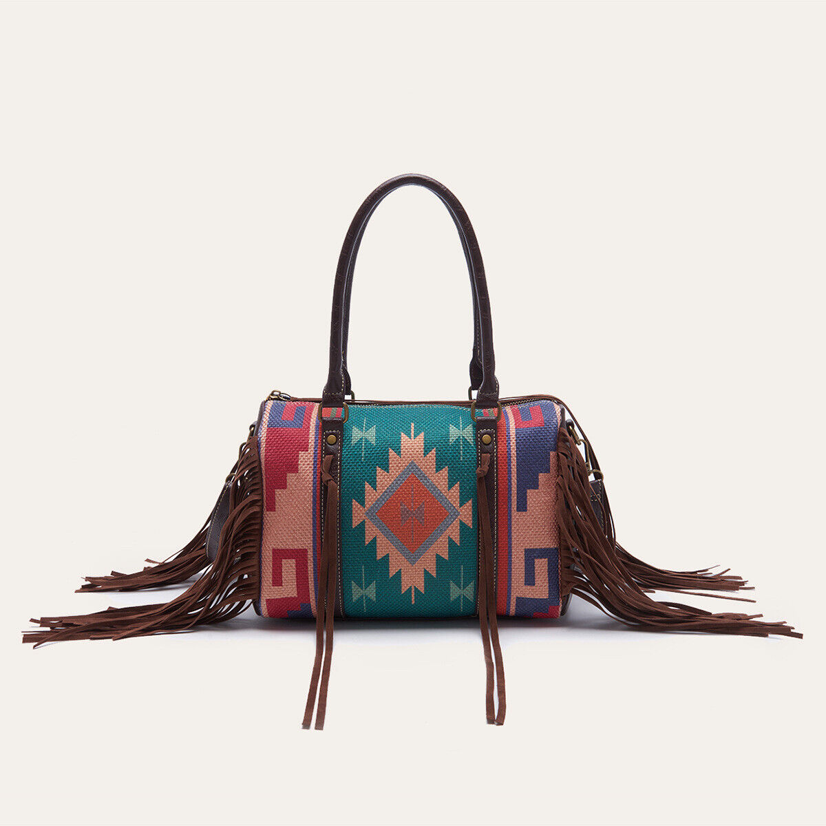 Celela Retro Handwoven Tassel Cotton Shoulder Handbag Women Square Small Bag