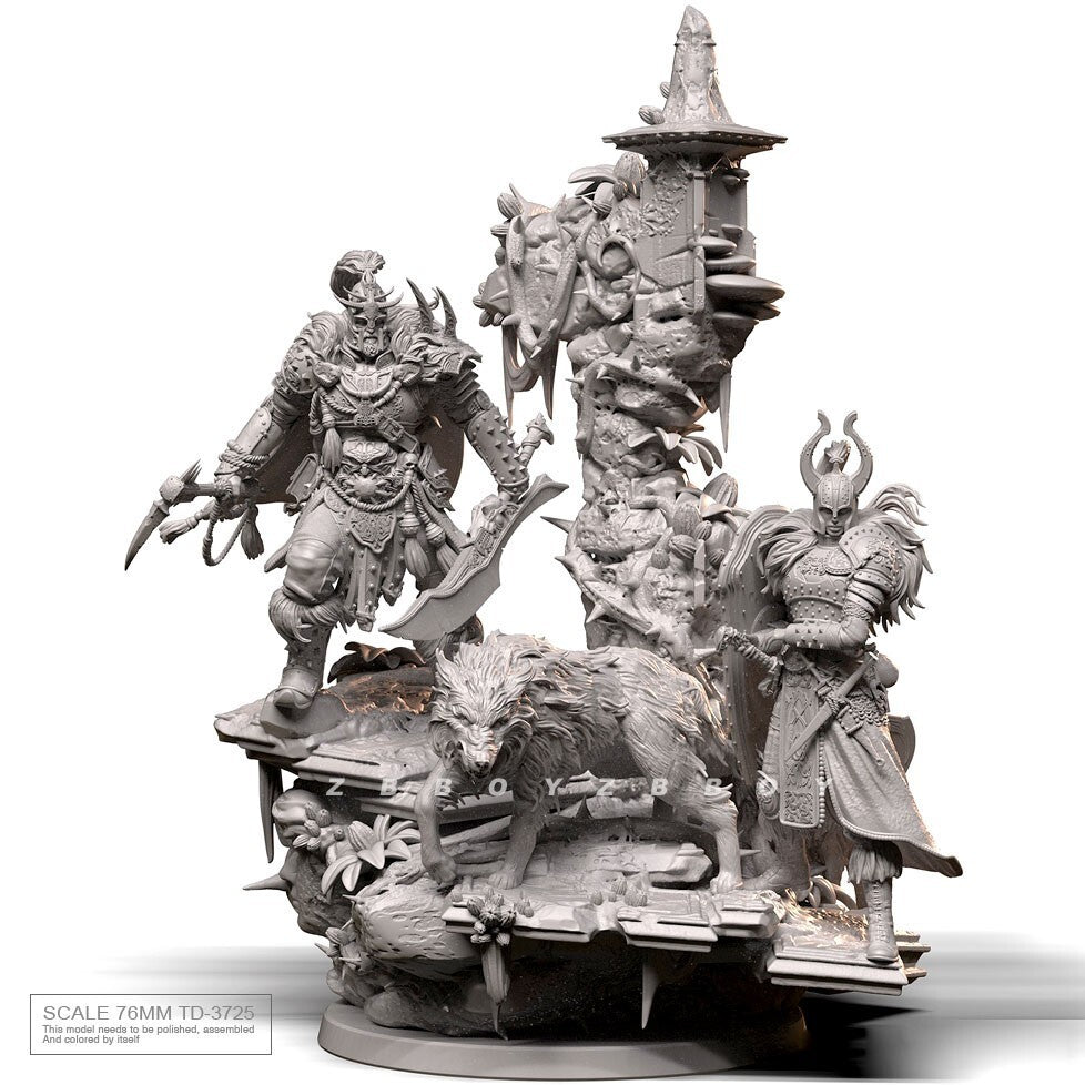 76mm resin figures model 1/24 Fantasy Wolf General unassembled Unpainted