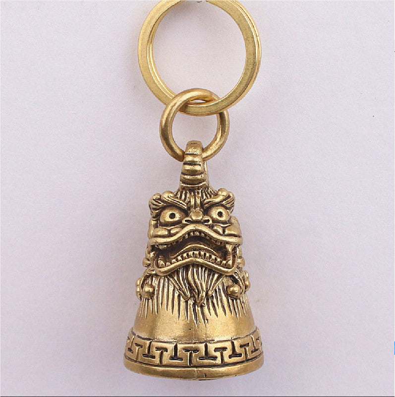 1PC 3.5CM Vintage Rare Old Miao Silver Feng Shui Foo Dog Lion Bell Lucky Pendant