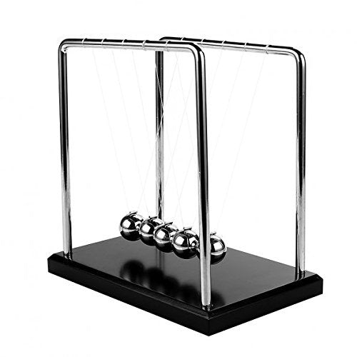 Newton's Cradle with 1 Inch Balance Balls and 7.25" x 4.6" Black Wooden Base