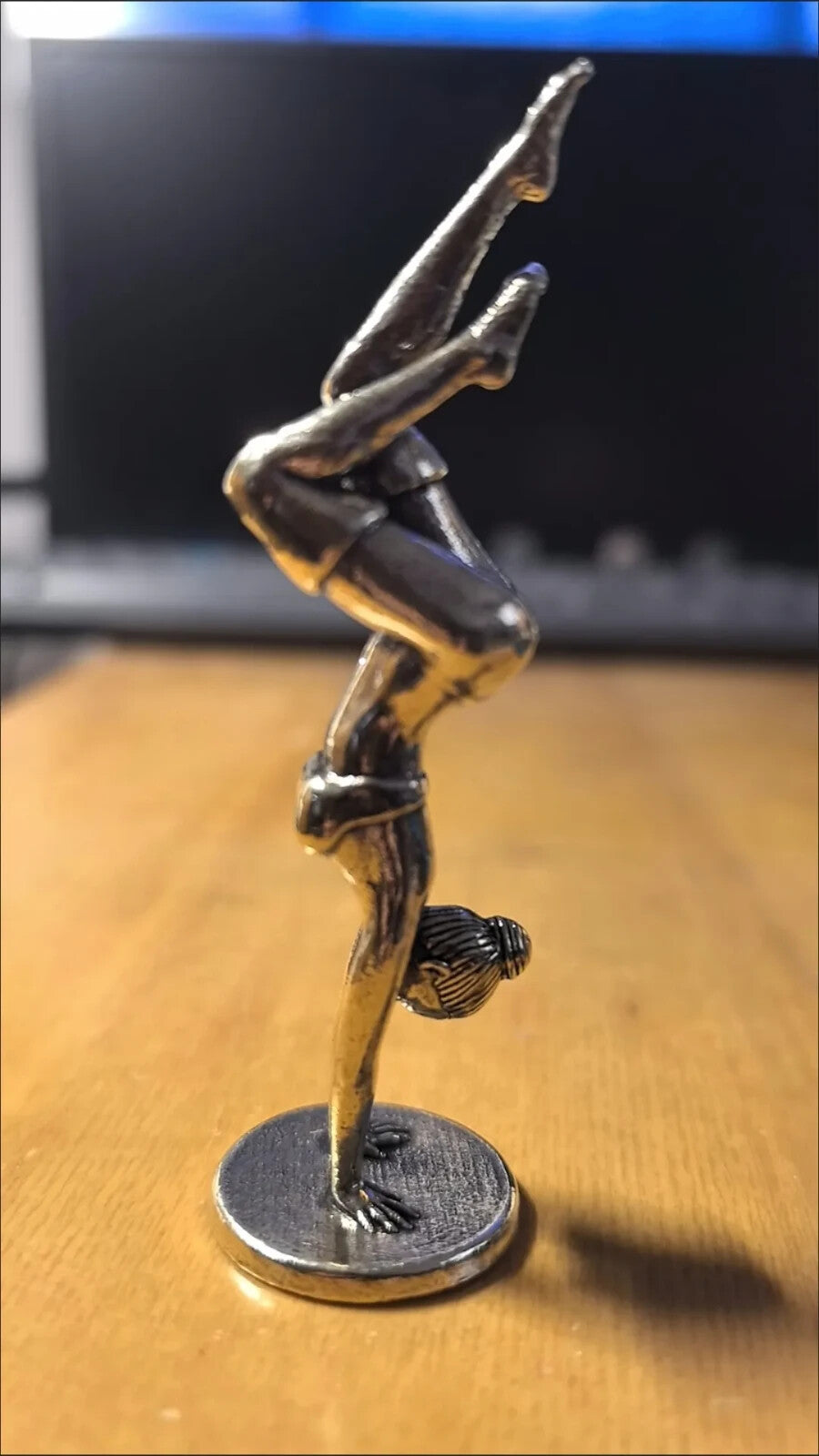 3.8 inch Solid Brass Inverted Goddess Yoga Pose Beauty Body Model Statue Decor