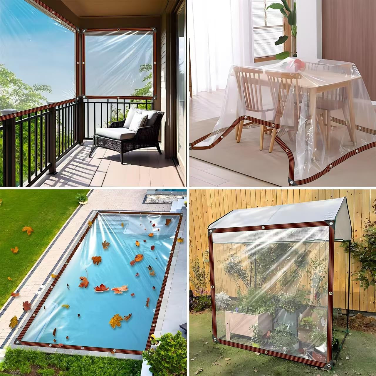 Clear Tarps Heavy Duty Waterproof - 8X10Ft Clear Plastic Tarp with Grommets Tran