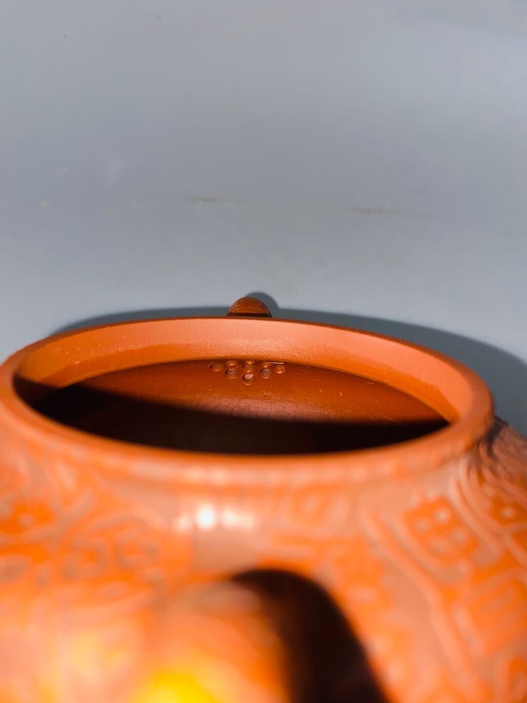 Chinese Yixing Zisha Clay Handmade Exquisite Teapot (全手工仿古刻百福 底款:燕萍)