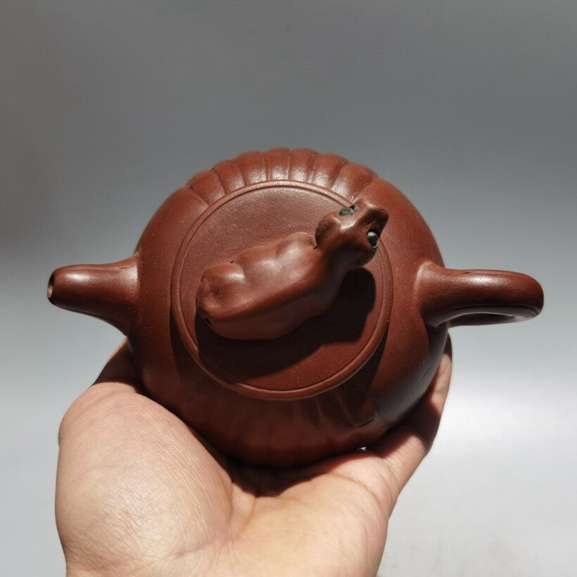 Chinese old Yixing Clay Teapot handmade Ox bull lid Purple sand Teapot