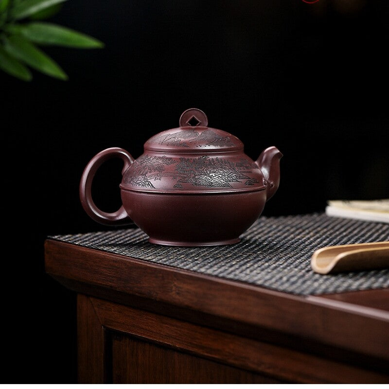Full Handmade Tea Pot Marked Chinese Purple Clay Real Yixing Zisha Pot 420ml Big