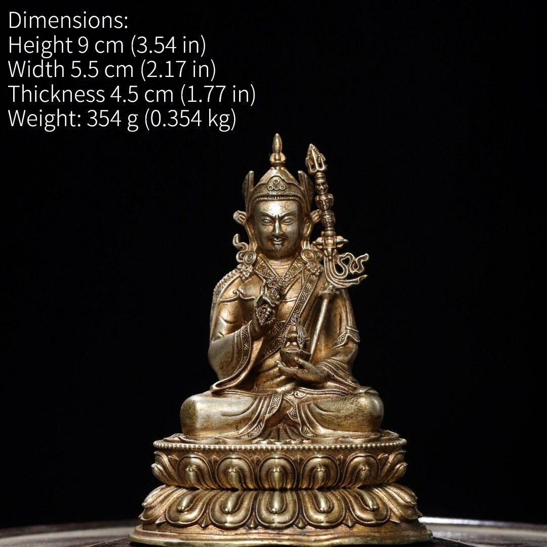 Buddhism Temple Bronze Silver-plated Guru Rinpoche Padmasambhava Buddha Statue