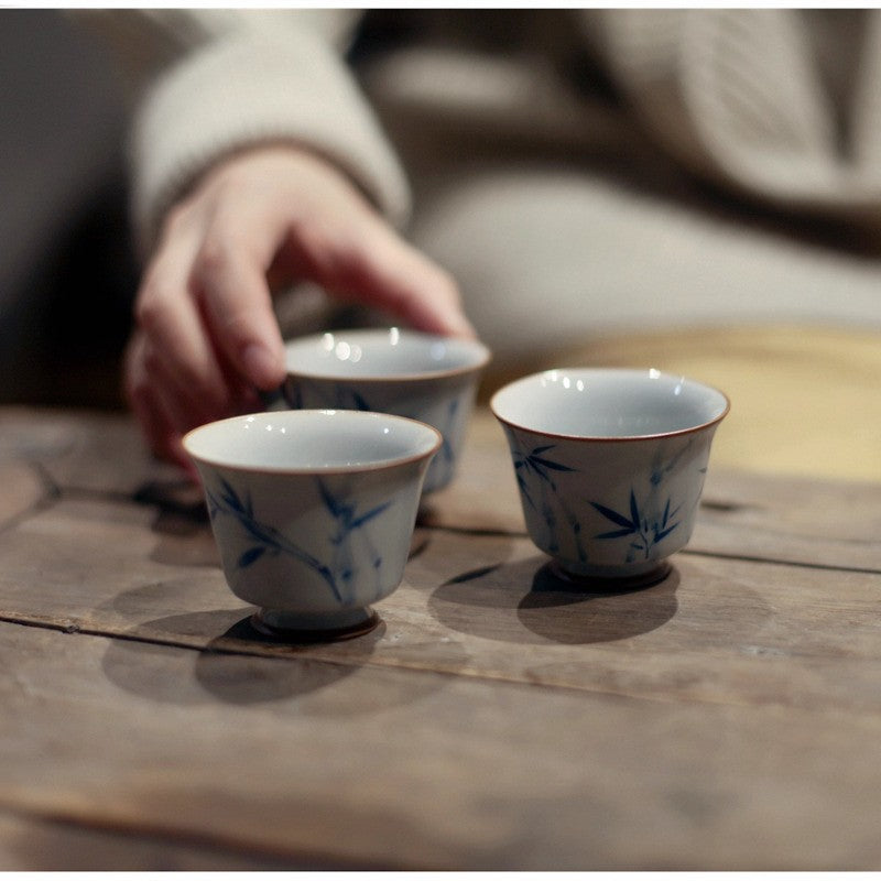 80ML Underglaze Color Antique Glaze Qingfeng Zhuyi Ceramic Covered Bowl Tea Set