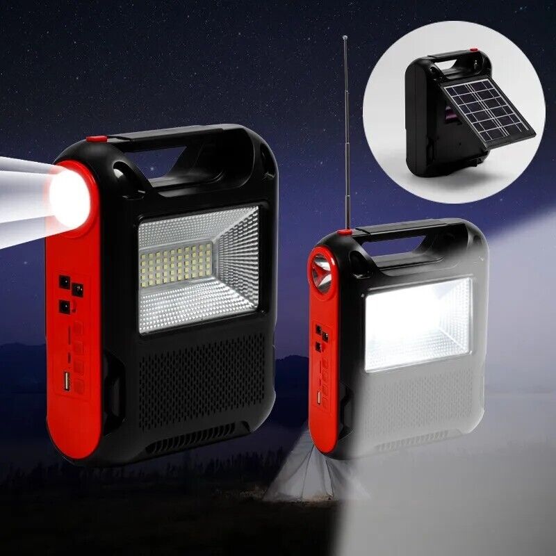 Kit Solar LED Emergency Lamp with Power Bank Rechargeable 5 in 1 Multipurpose