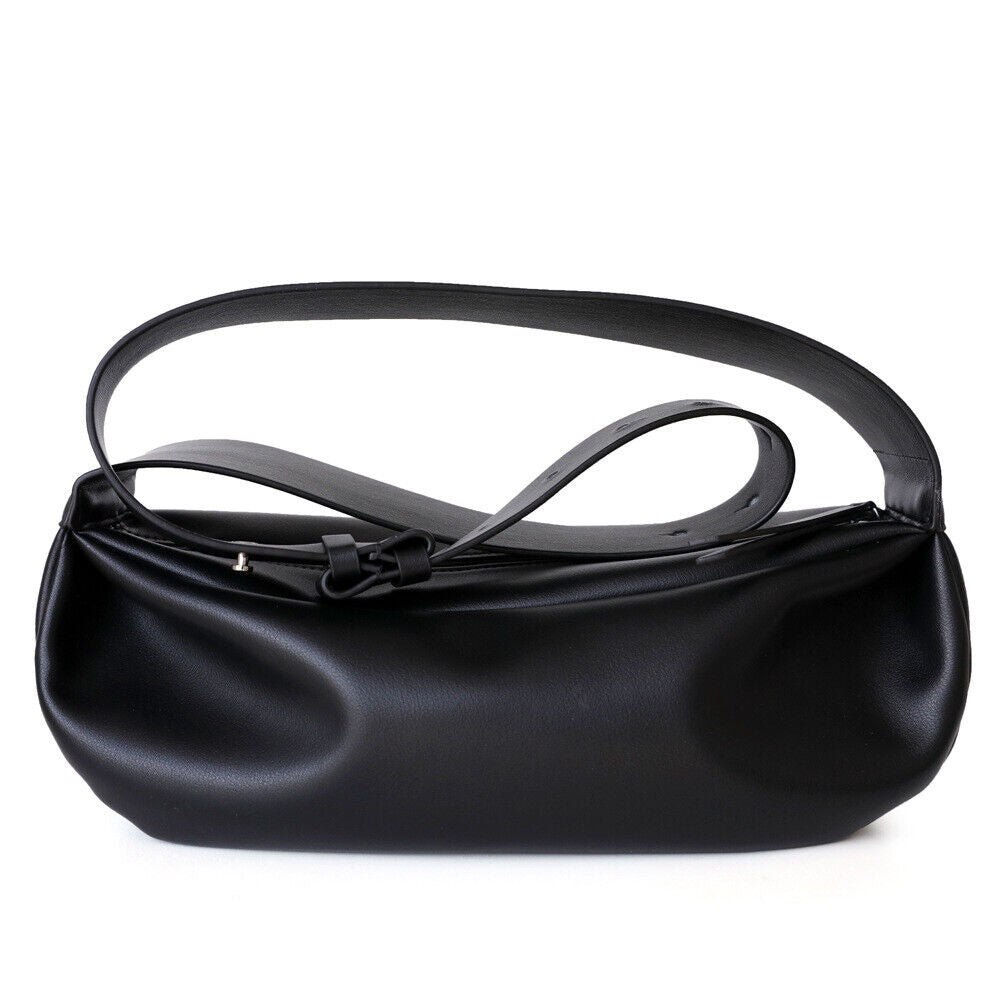 Wide Strap Real Leather Shoulder Bag Draped Pouch Crossbody Sling Bag Purse Hobo
