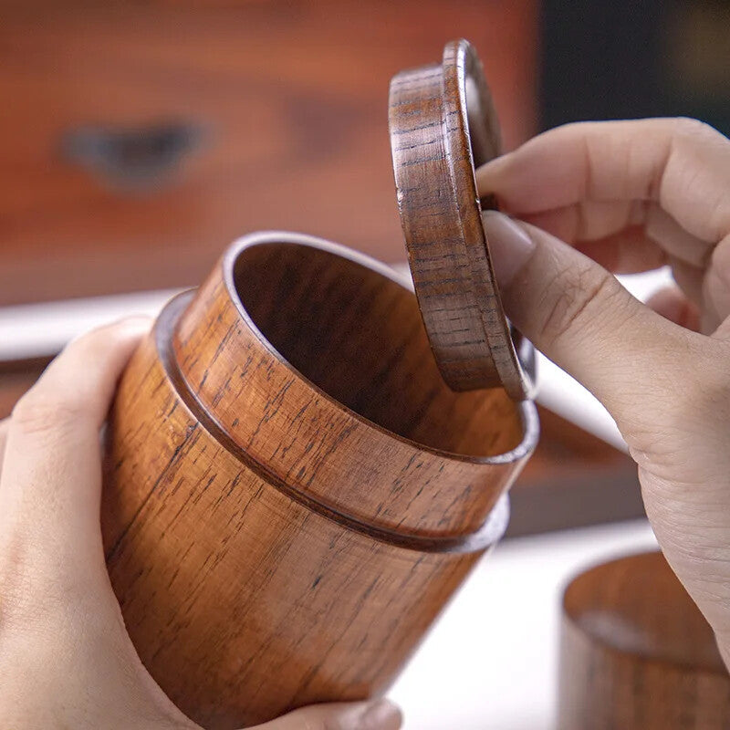 Tea can solid wood handmade box portable moisture-proof Pu'er tea storage tank