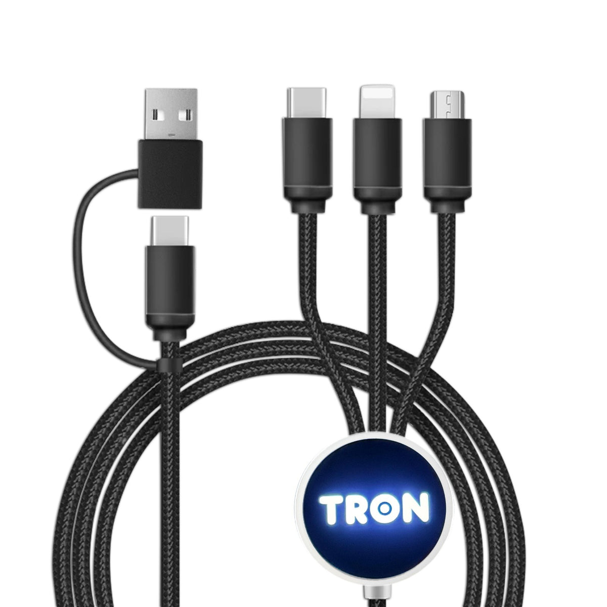 5-in-1 Braided Charging Cable - 4FT, with LED Light
