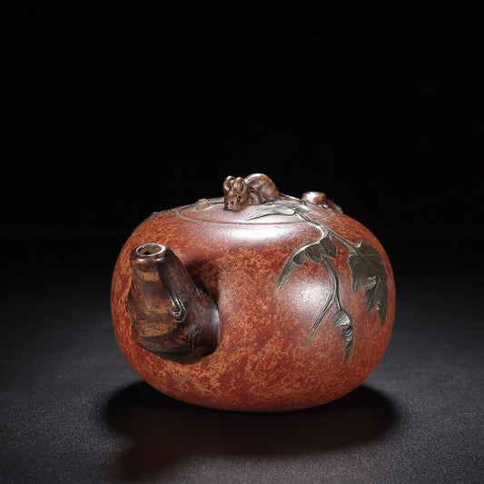 Chinese Yixing Zisha Clay Handmade Exquisite Teapot(小老鼠 底款:蒋蓉)
