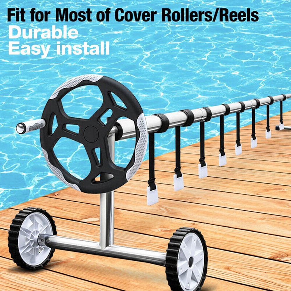 24 In 1 In-Ground Swimming Pool Solar Cover Reel Attachment Kit Straps Blanket