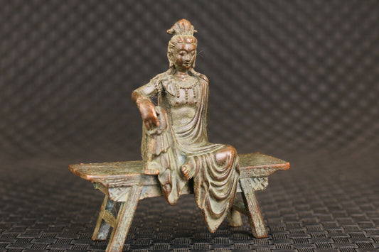 Blessing Chinese bronze handmade kwan-yin statue collection fengshui netsuke