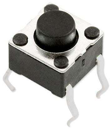 10 Pack 6mm Square Tactile Momentary Switch w\ 1.5mm high Round Black Button