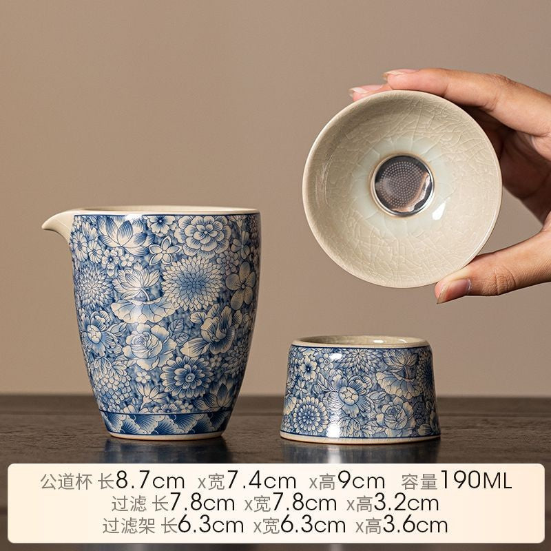Ru Kiln Fair Filter Tea Filter Blue and White Tea Strainer Ceramic Tea Set