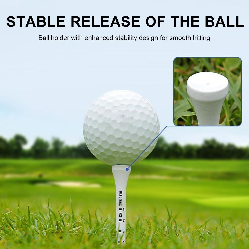 30 Pcs 83mm Degree Scale Tees Adjustable Depth Wooden Golf Tees Golf Ball Holder