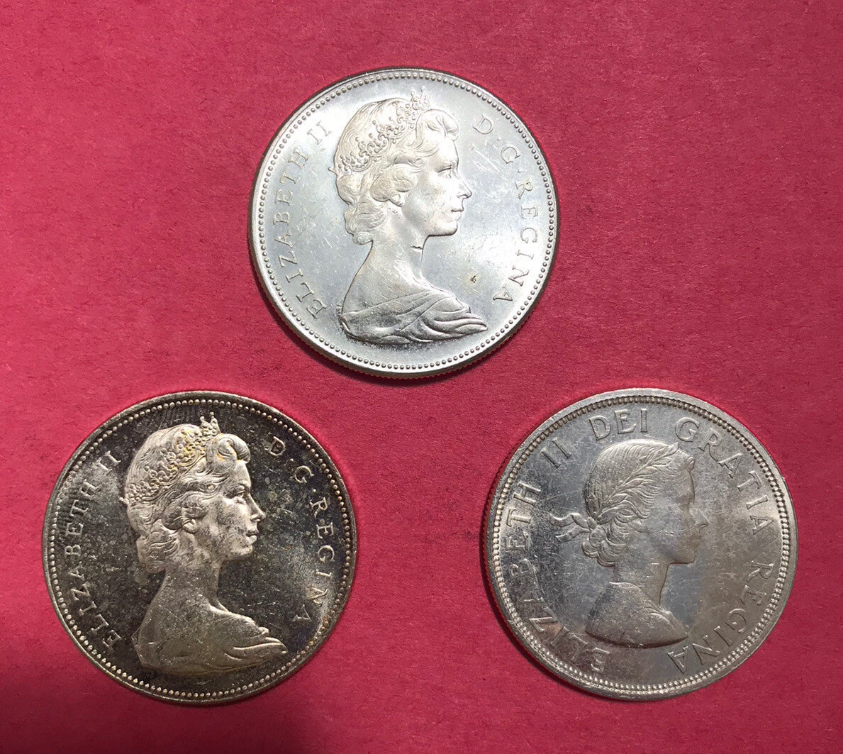 1964 1966 1967 Canada UK Queen Silver Goose Voyageur Charlottetown 3 Coins Set