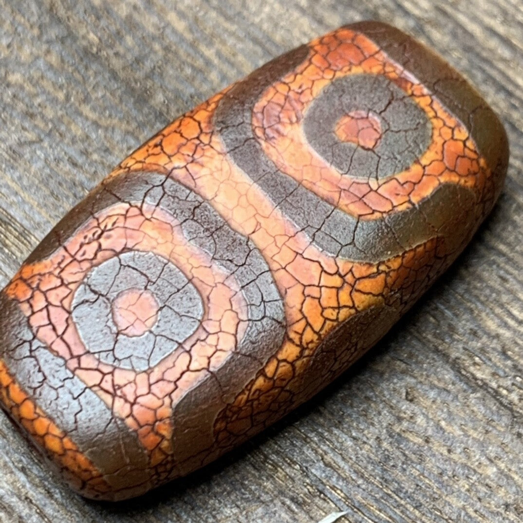 10*19*36MM Collection Tibetan Style Old Agate Four Eyes Dzi Bead Amulet Pendant