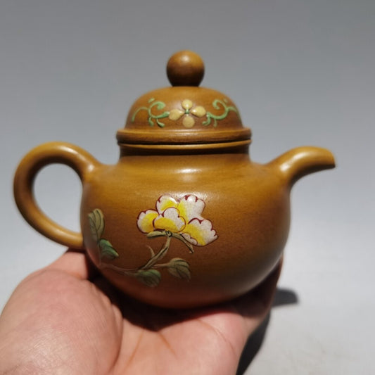 Chinese Old Yixing Clay Teapot Painted Flowers Purple Sand Teapot 320cc