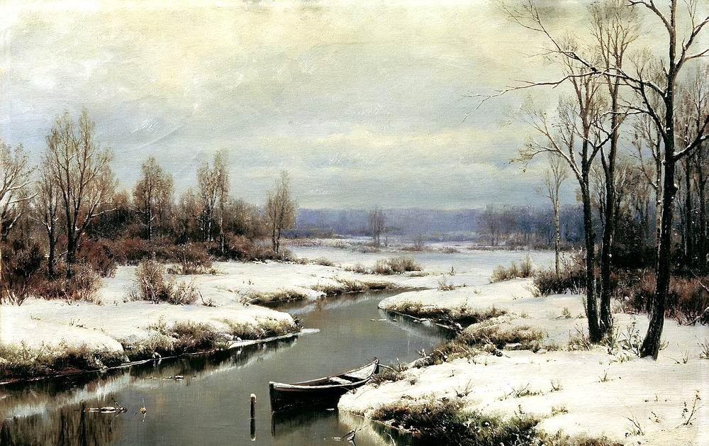 Art Oil painting Welz Ivan - Beginning of winter landscape Hand painted