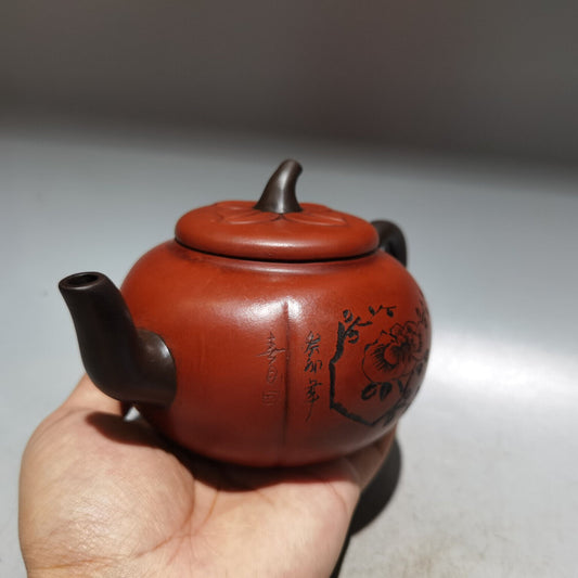 Chinese Yixing Zisha Clay Handmade Exquisite Teapot(花开富贵 低款:周桂珍)