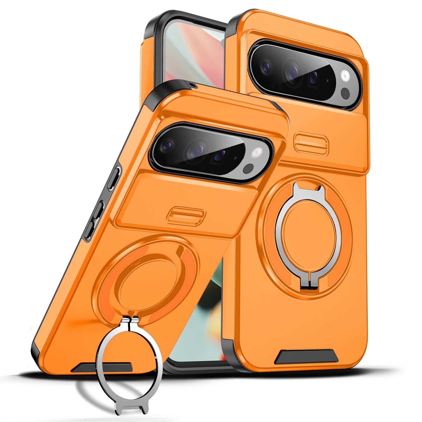 For Google Pixel 11Pro XL/10Pro XL Slide Camera Cover Ring Stand Protective Case