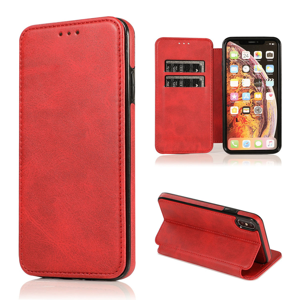 Wallet PU Leather Flip Phone Case for iPhone 17 Plus Pro Max Air/16/15/Samsung