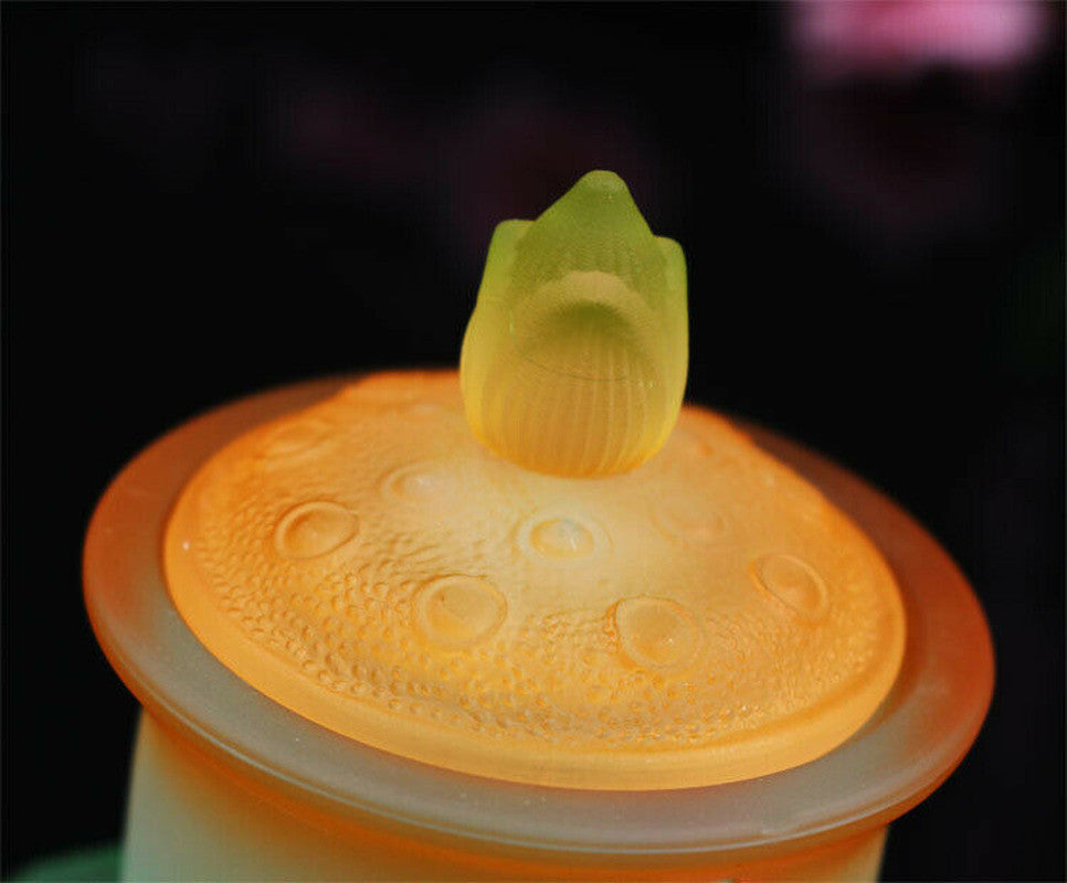 4.53" Buddha Lotus Supply Cup Glass Holy Water Cup Guanyin Buddhist Home Gift
