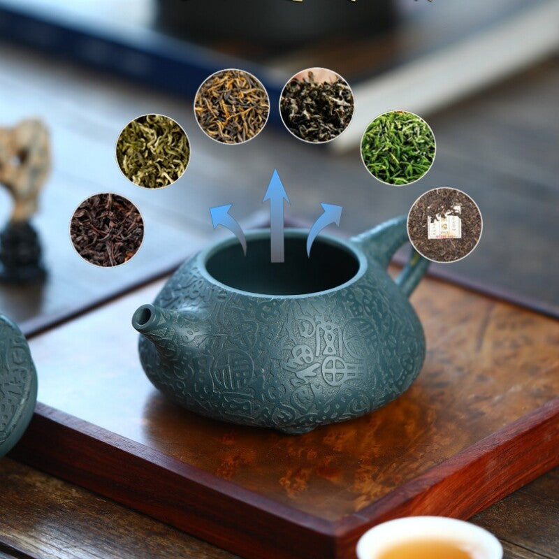 Original Ore Real Yixing Zisha Tea Pot Republic Green Clay Master Pot Handmade