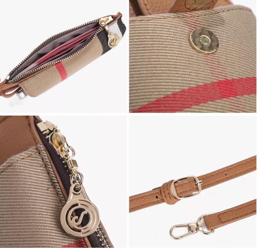 Synthetic Leather Phone Bag Plaid Messenger Small Shoulder Pouch Crossbody Purse