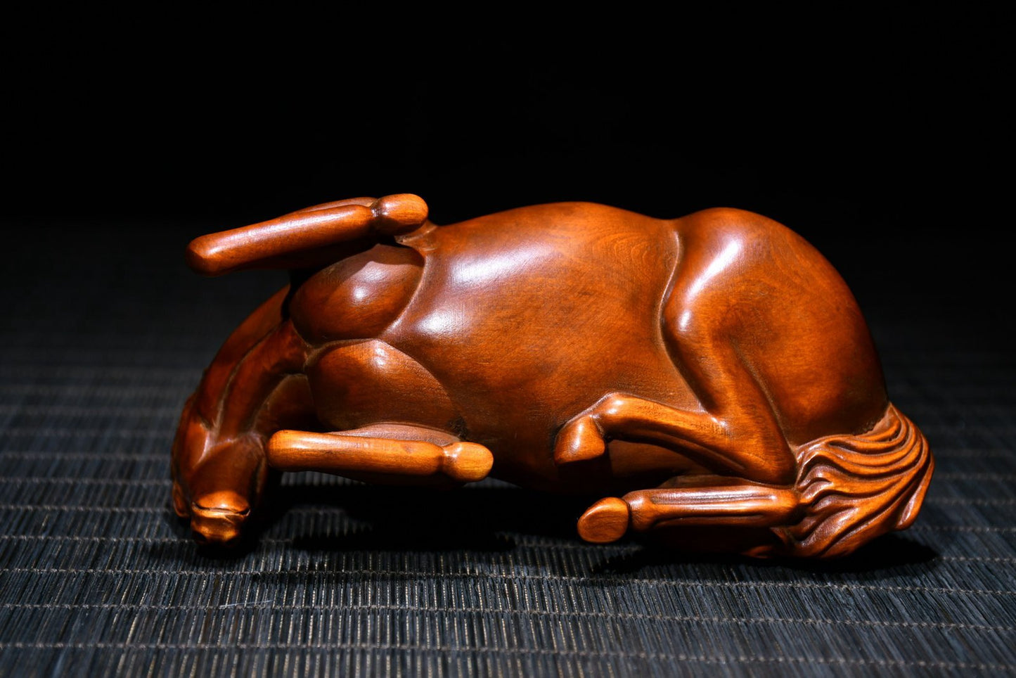 Chinese Vintage Boxwood Carved Horse Statue Collection Sculpture Nice Art Work