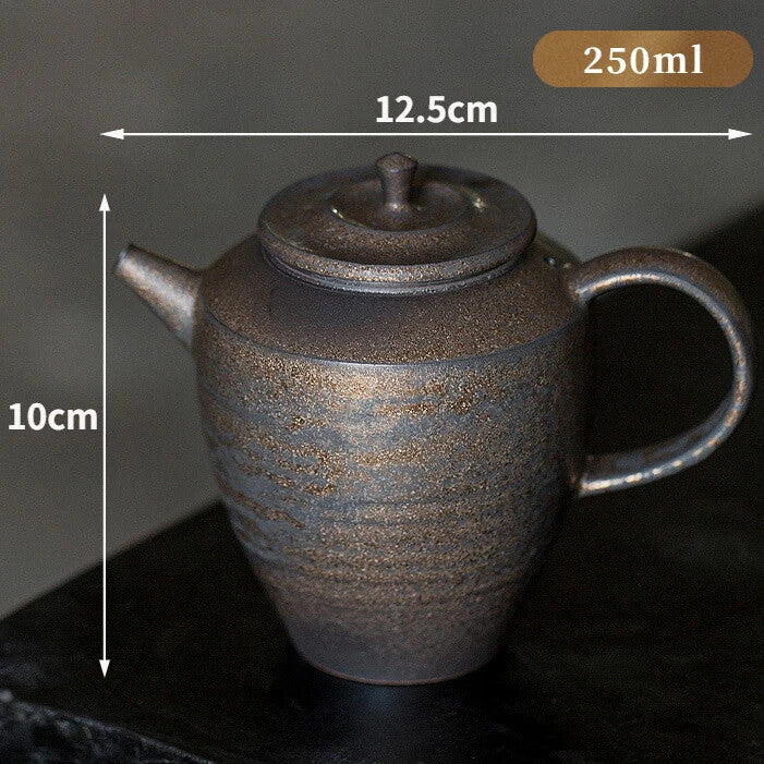 250ml Handmade Thin Tire Ceramic Teapot Iron Glaze Small Clay Pot Tea Maker