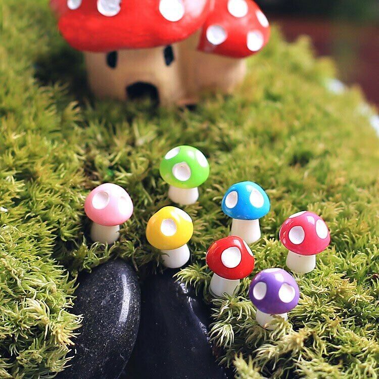 Figurines Mini 10 Pcs Mushroom Garden Ornament Resin Crafts Decor Mushrooms