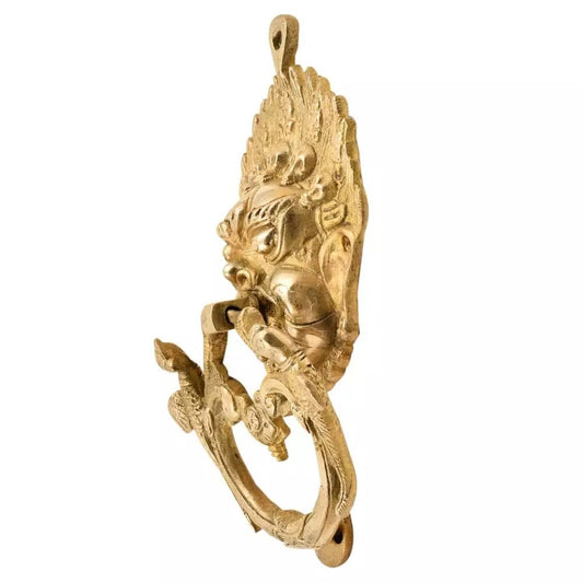 Antique Look Brass Vajra Mahakala Buddha Head Bird Statues Door knocker