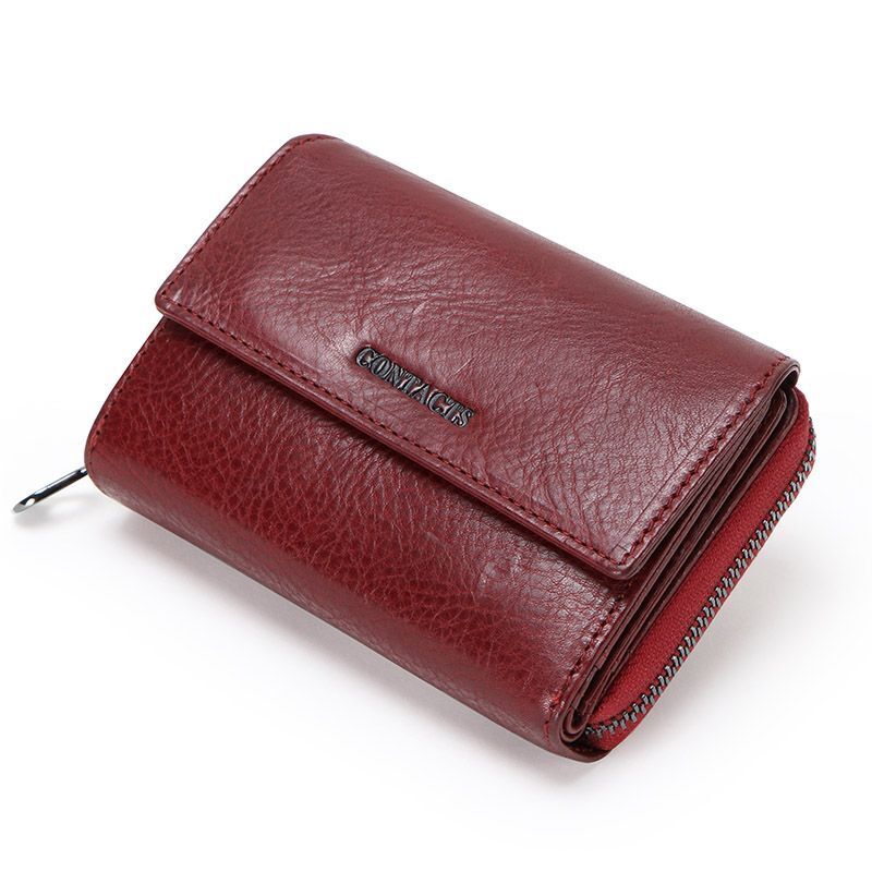 Genuine Leather Fashion Wallets Trifold Design Money Bag Zipper Small Coin Purse