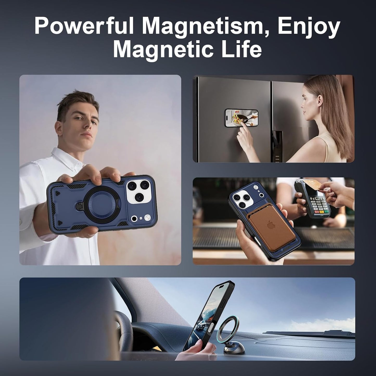 Iphone 17 Pro Max Case with 360° Spin Magnetic Stand Ring Holder, Fit for Mag-Sa