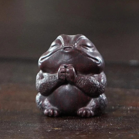 Purple Clay Toad Tea Pet 6cm 2.4in Exquisite Desktop Decor Mini Statue