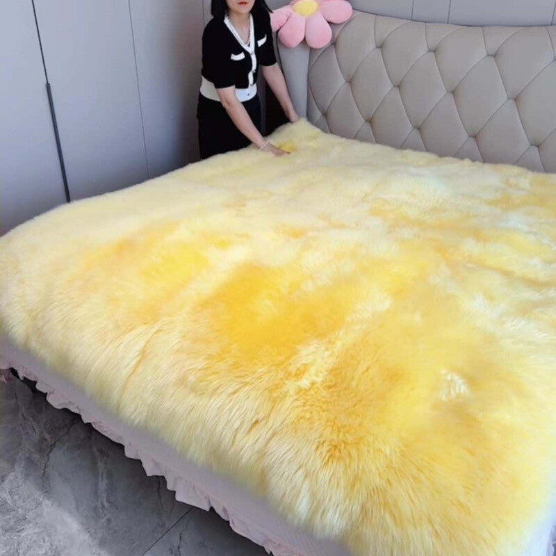 100% Pure Sheepskin Bed Mat Queen King Bed Cover Warm Australian Wool Blanket