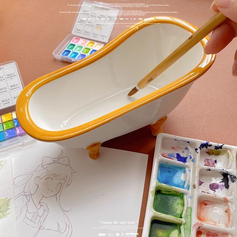 Watercolor Palette Ceramic Oil Painting White Porcelain Shell Color Mixing Plate